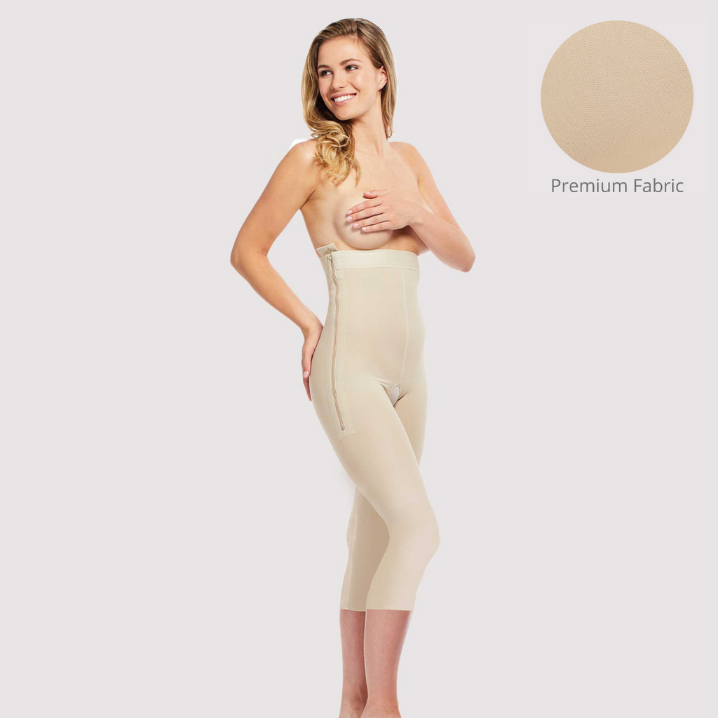 Body Shaper Shapewear Bodysuit Faja-Extra-High-Waisted Firm Compression  Knee-Length Capri Beige at  Women's Clothing store